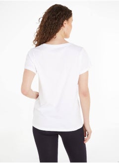 TOMMY HILFIGER Women's Original Logo Lounge T-Shirt, White  - Image 3