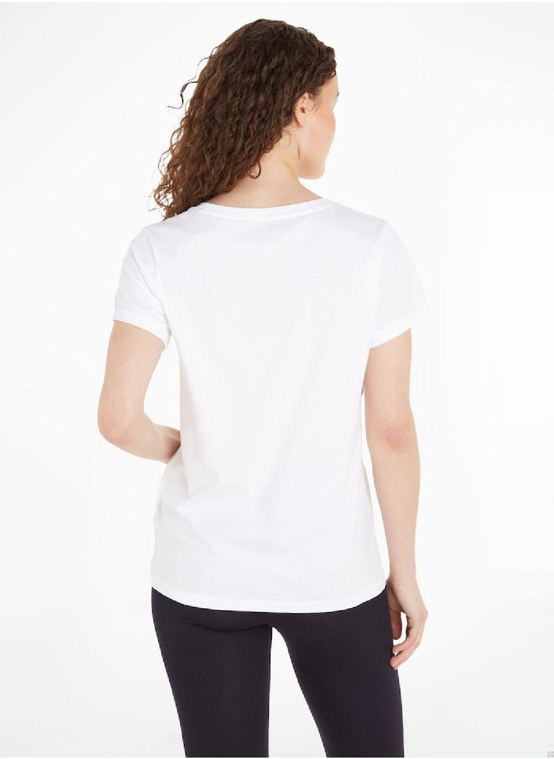 TOMMY HILFIGER - Women's Original Logo Lounge T-Shirt, White - Image 1