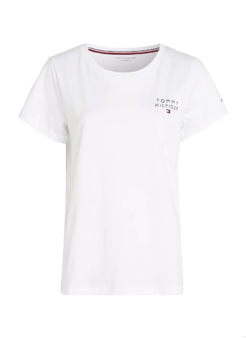 TOMMY HILFIGER Women's Original Logo Lounge T-Shirt, White