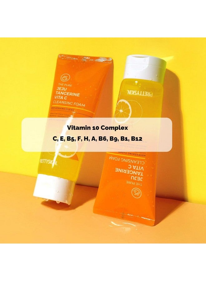 PRETTYSKIN The Pure Jeju Tangerine Vita C Cleansing Foam Refreshing And Soft Face Wash With Creamy Foam 5.07Fl.Oz.(150Ml) (Cleansing Foam) - Image 2
