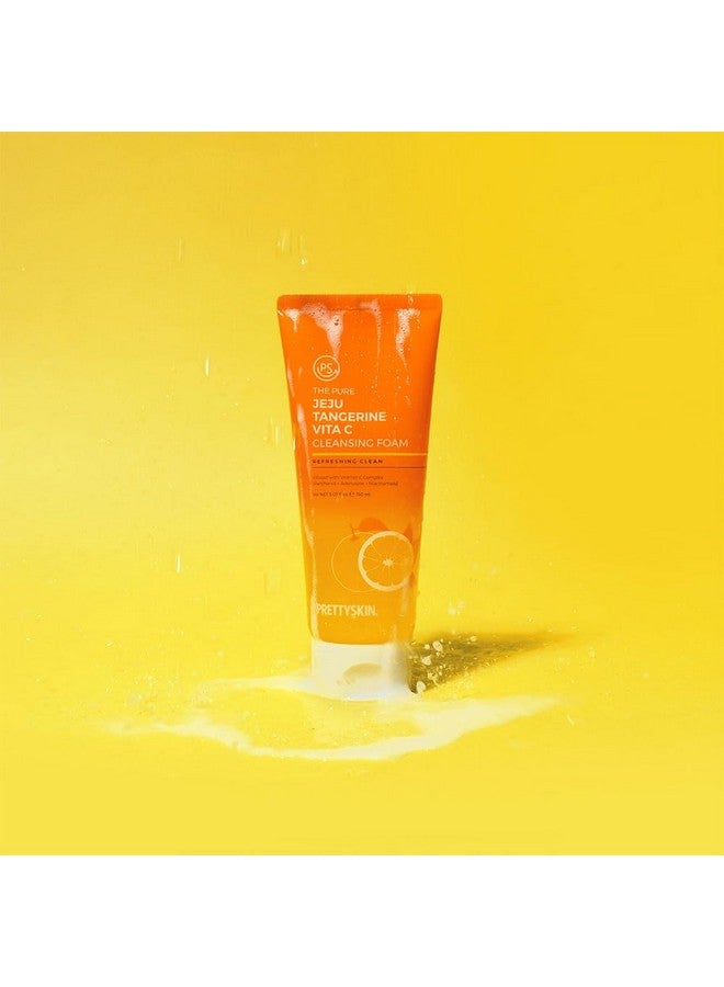 PRETTYSKIN The Pure Jeju Tangerine Vita C Cleansing Foam Refreshing And Soft Face Wash With Creamy Foam 5.07Fl.Oz.(150Ml) (Cleansing Foam) - Image 5