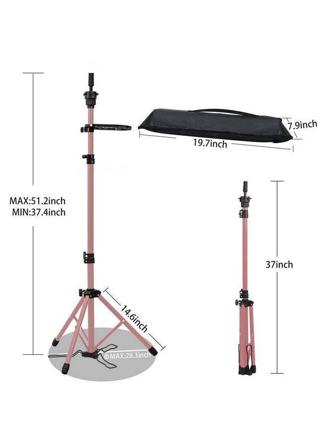Klvied Metal Wig Stand Tripod with Foot Panel,Adjustable Mannequin Head Stand Tool Tray, Wig Head Stand for Styling,Tripod for Mannequin Head,Rose Golden - Image 5
