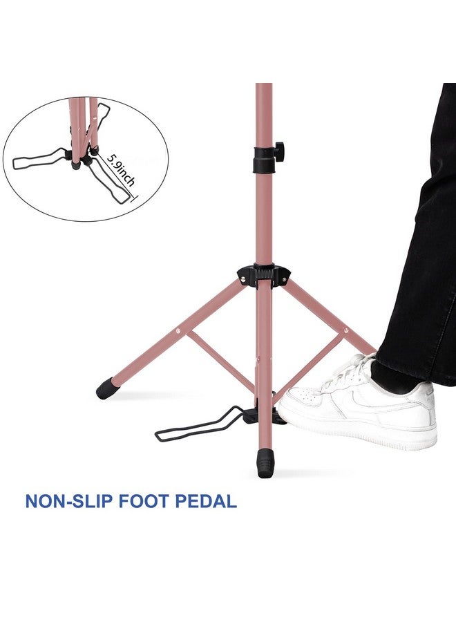 Klvied Metal Wig Stand Tripod with Foot Panel,Adjustable Mannequin Head Stand Tool Tray, Wig Head Stand for Styling,Tripod for Mannequin Head,Rose Golden - Image 4