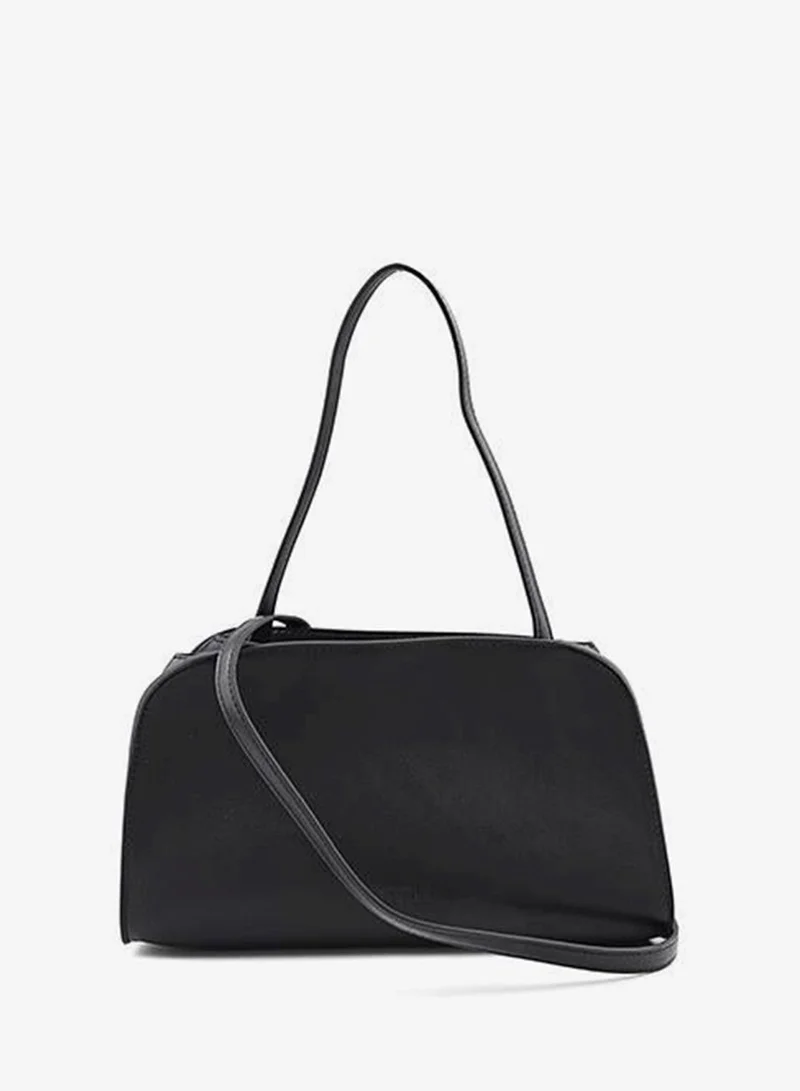Cuple Black Cuple Textured Zip Shoulder Bag for Women | Best Price UAE