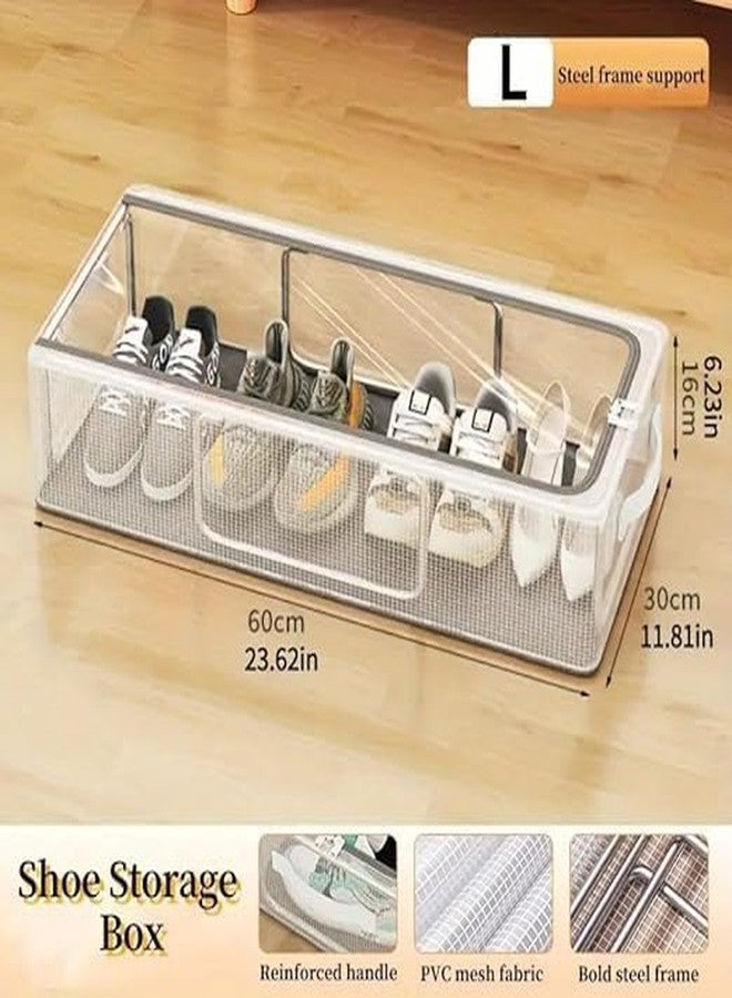 Mizzo shoe Storage Box Under Bed Shoe Storage Organiser Space Saving Folding Under Bed Shoe Box With Transparent Lid Fits - Underbed Storage Solution (1) - Image 2