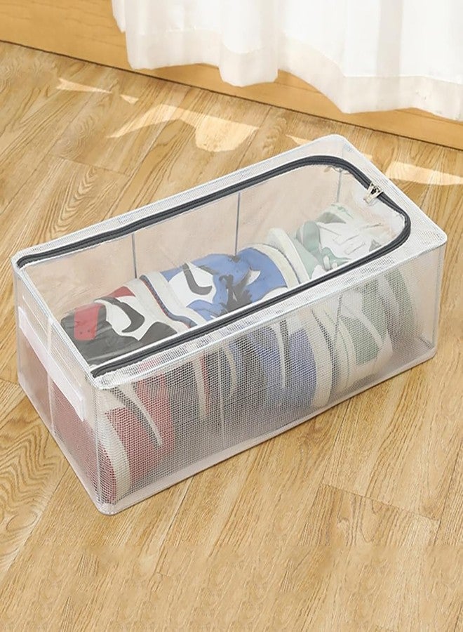Mizzo shoe Storage Box Under Bed Shoe Storage Organiser Space Saving Folding Under Bed Shoe Box With Transparent Lid Fits - Underbed Storage Solution (1) - Image 1