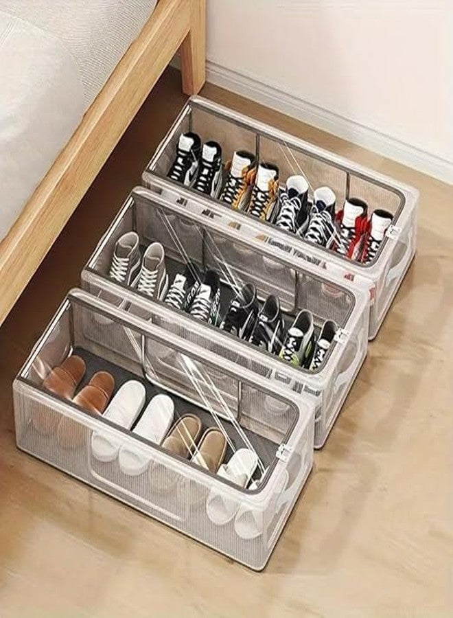 Mizzo shoe Storage Box Under Bed Shoe Storage Organiser Space Saving Folding Under Bed Shoe Box With Transparent Lid Fits - Underbed Storage Solution (1) - Image 5