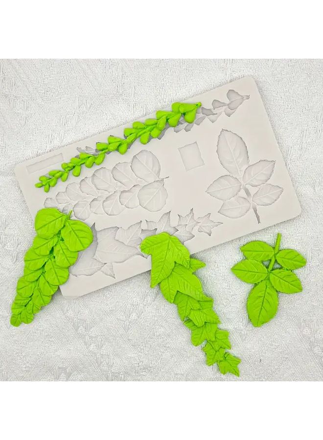 1Pc Leaf Fondant Mold With Intricate Trailing Ivy Eucalyptus Leaves Reusable Silicone Cake Decorating Tool For Chocolate Candy Mousse Cookies Marzipan Clay Resin Crafts Easy Release Precise Design Durable Baking Mold Nonstick Surface Pastry Chefs Home Bakers - Image 1