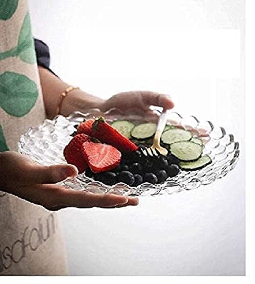 AVNISH Beautiful Bubble Design Glass Fruit Serving Tray - Crystal Round Transparent Plate for Dining Table, Vegetable Storage, Dry Fruits, Snacks, Sweets, and Chocolates - Image 4