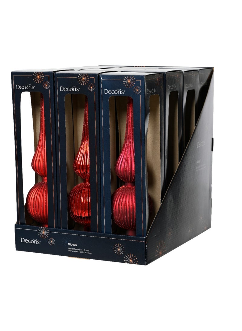 Kaemingk زينة شجرة عيد الميلاد من كامينك زجاجية مطلية بمادة مطاطية - لمعة الشمبانيا 3 ألوان حمراء، متنوعة 1 قطعة - Image 3