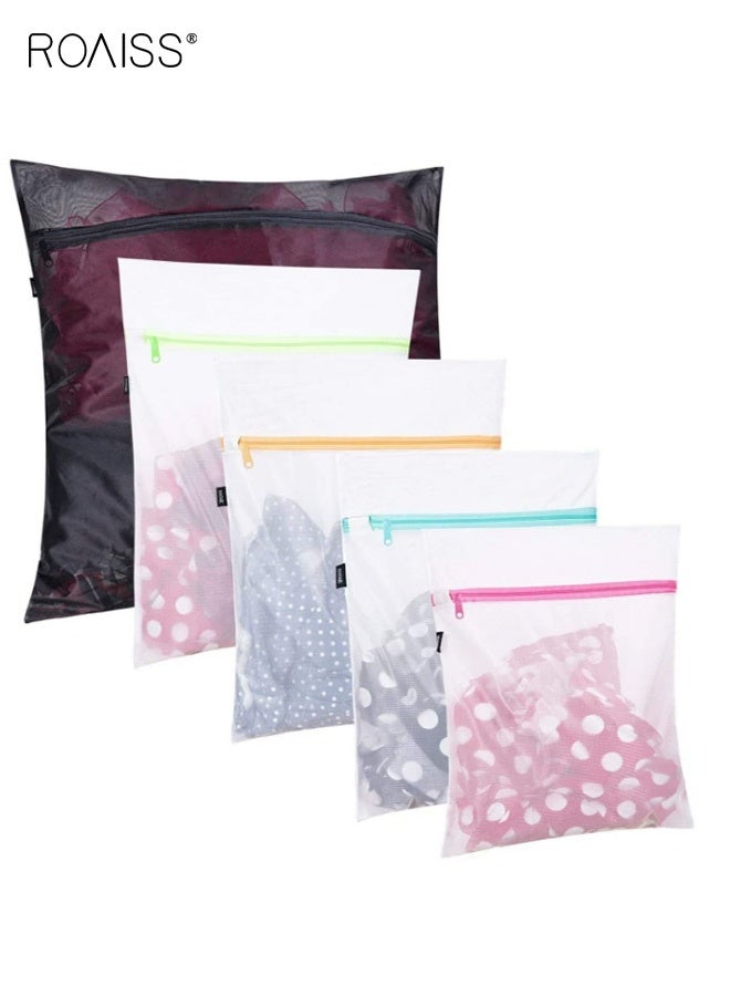 roaiss 5Pcs Laundry Bag Set, Thickened Fine Mesh Colour-Protecting Anti-Snag Laundry Net Bag Multi-purpose Large, Medium and Small-sized Colorful Sorting Storage Bag, Zipper for for Easy Access - Image 1