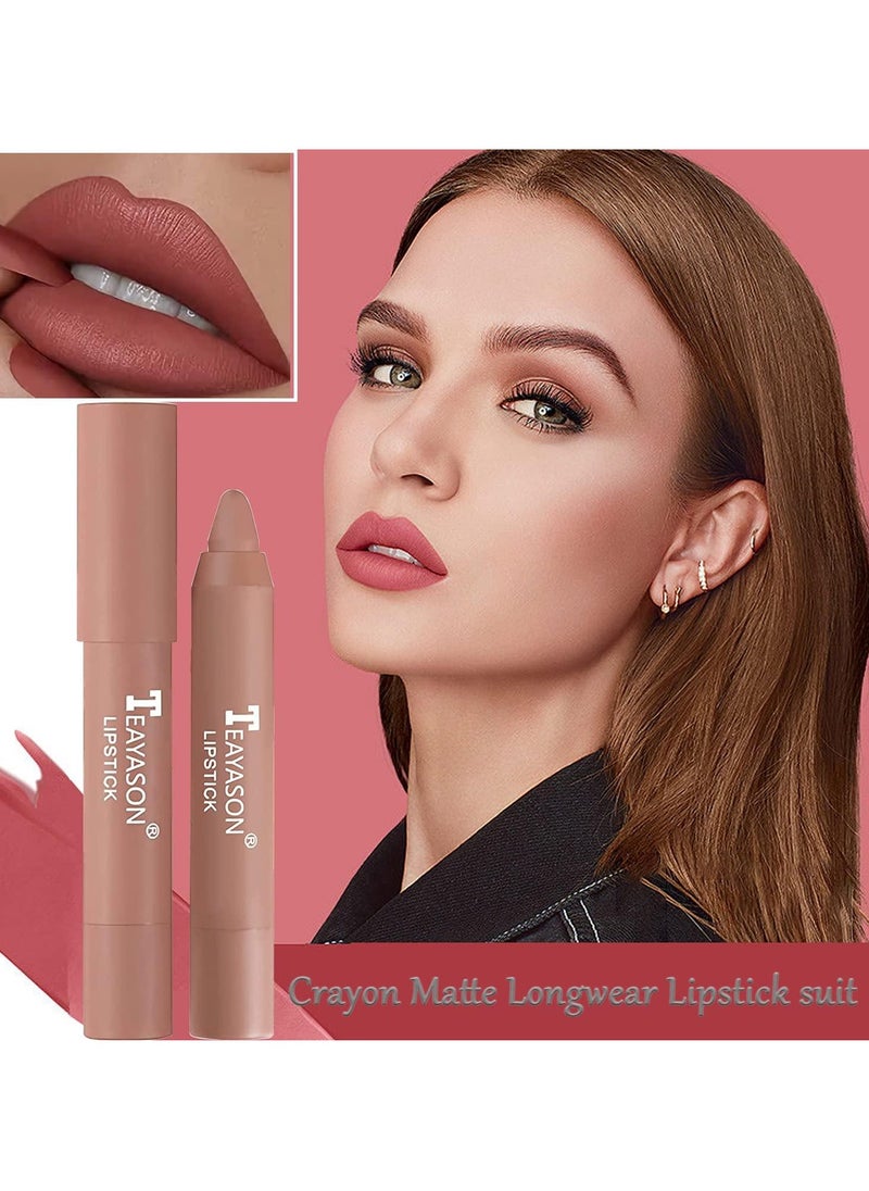 TEAYASON - Liquid Matte Lipstick, Velvet Air Moisture Smooth Crayon Lip Stain, 24 Hour Superstay Natural Nude Lipstick, Long Lasting Waterproof Lip Gloss Lipstick For Women, (Three-pack Set C) - Image 1