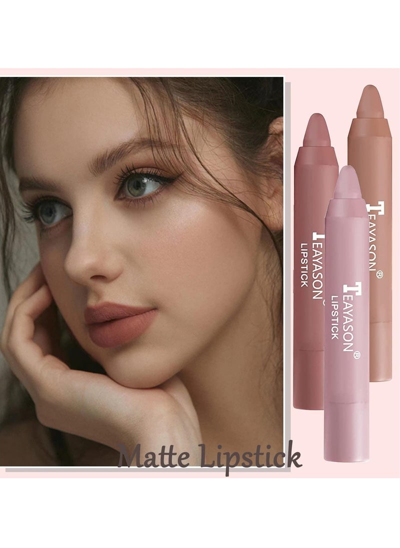 TEAYASON - Liquid Matte Lipstick, Velvet Air Moisture Smooth Crayon Lip Stain, 24 Hour Superstay Natural Nude Lipstick, Long Lasting Waterproof Lip Gloss Lipstick For Women, (Three-pack Set C) - Image 1