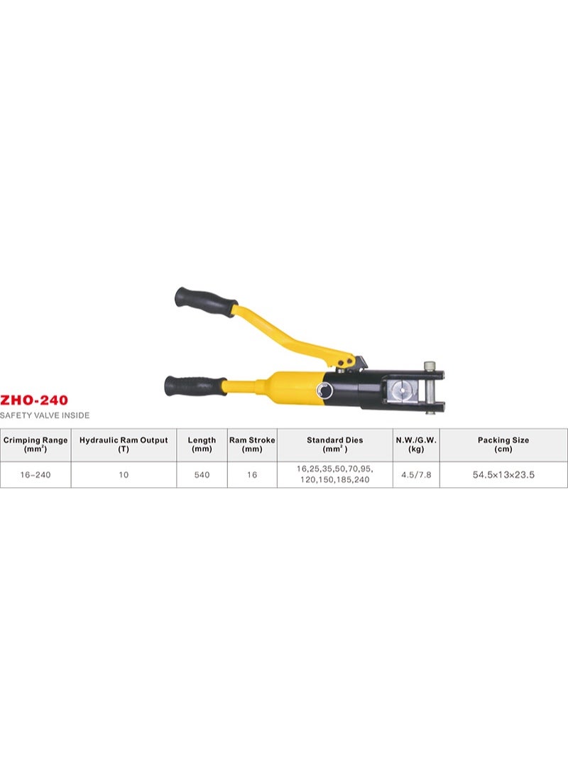 Hydrol Hydraulic Cable Lug Crimping Tool, 10 Ton, 16-240 mm², ZHO-240 - Image 3