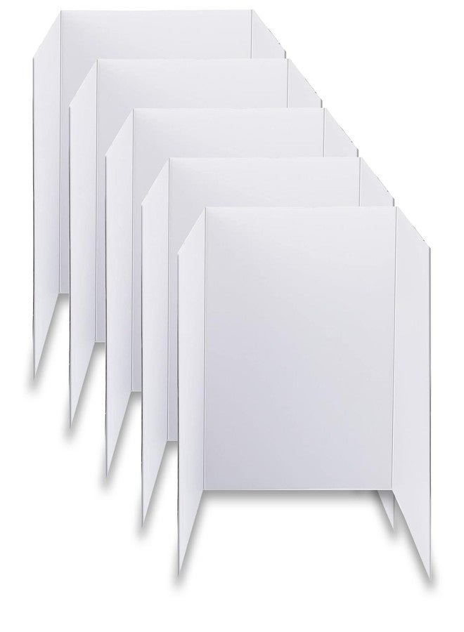 LonlyEagle Trifold Poster Board, 24" x 16", 5-Pack, White Corrugated Project Boards for Science Fairs, School Projects, Event Displays, and Business Presentations - Image 1