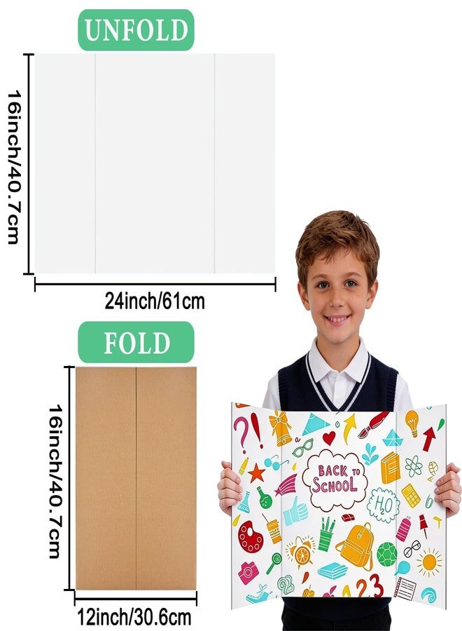 LonlyEagle Trifold Poster Board, 24" x 16", 5-Pack, White Corrugated Project Boards for Science Fairs, School Projects, Event Displays, and Business Presentations - Image 2