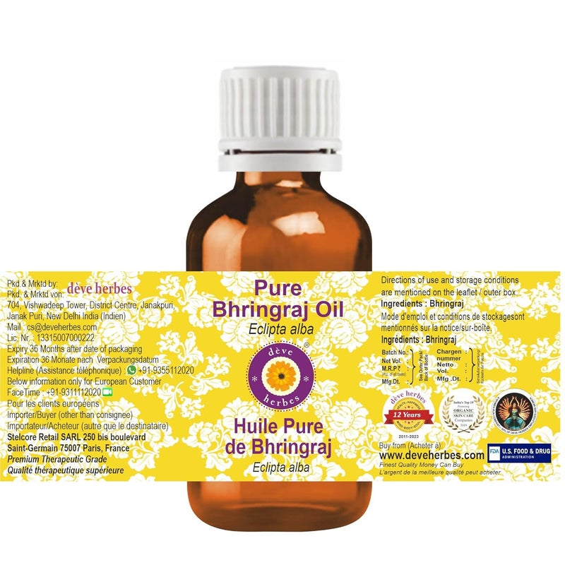 Deve Herbes Deve Herbes Bhringraj Oil Eclipta alba  Infused  Pure  NonSticky  Lightweight  For Scalp Application  Traditional Ayurvedic  Men  Women  50ml  - Image 2