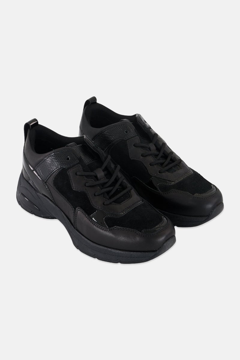 GEOX Women D Alhour Lace Up Casual Shoes, Black  - Image 1