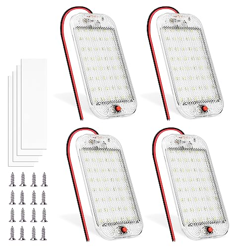 MERTTURM Dome Light for RV Interior, 48LED 800LM Ultra Bright 12 Volt LED White Lights, RV Ceiling Light with Switch Control, Ideal for Car Van Truck Camper Lorry Motorhome Boat(4 Pack) - Image 1