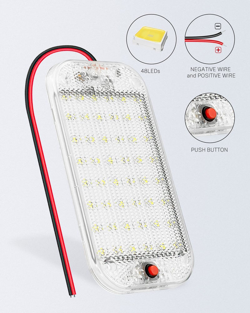 MERTTURM Dome Light for RV Interior, 48LED 800LM Ultra Bright 12 Volt LED White Lights, RV Ceiling Light with Switch Control, Ideal for Car Van Truck Camper Lorry Motorhome Boat(4 Pack) - Image 5