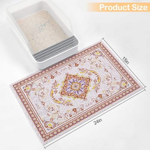 Glittme Cat Litter Mat with Non-Slip Bottom Litter Box Mat 24"X15" Litter Trapping Mat Easy to Clean Washable Cat Food Mat for Kitty,S - Image 4