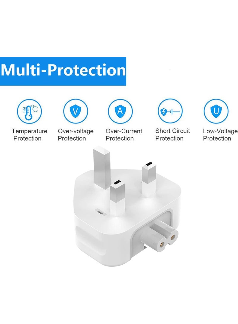 3 Prong Mac AC Power Adapter UK Standard Plug, UK Travel Duckhead Charger Adapter Converter Head Type-G Adaptor Plug with Fuse for A-pple Mac/MacBook/iPhone/iPod/iBook etc (1 Pcs) - Image 2