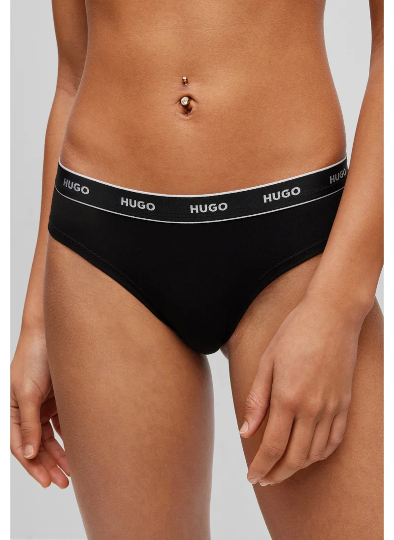 HUGO Three-pack of stretch-cotton briefs with logo waistbands