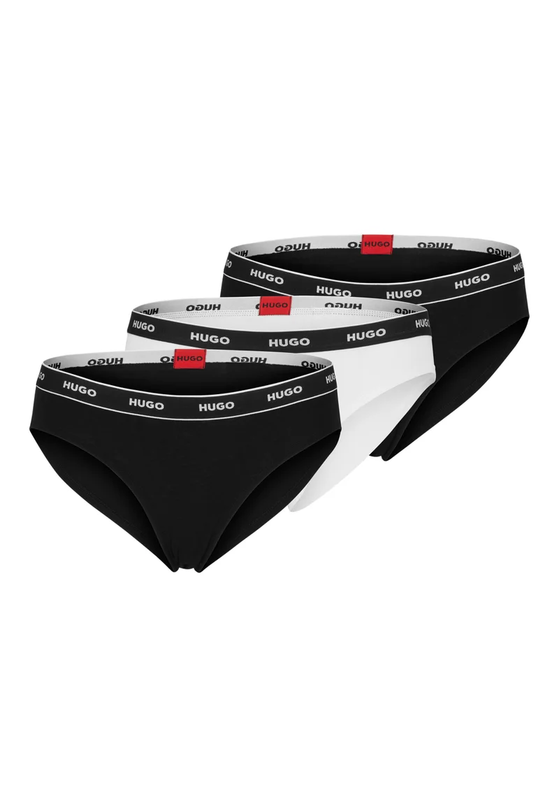 HUGO Three-pack of stretch-cotton briefs with logo waistbands