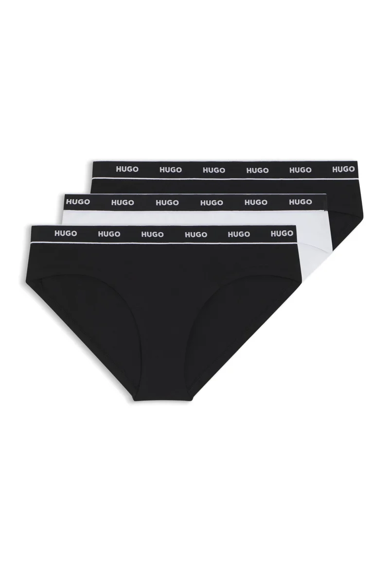 HUGO Stretch-cotton briefs with logo waistband