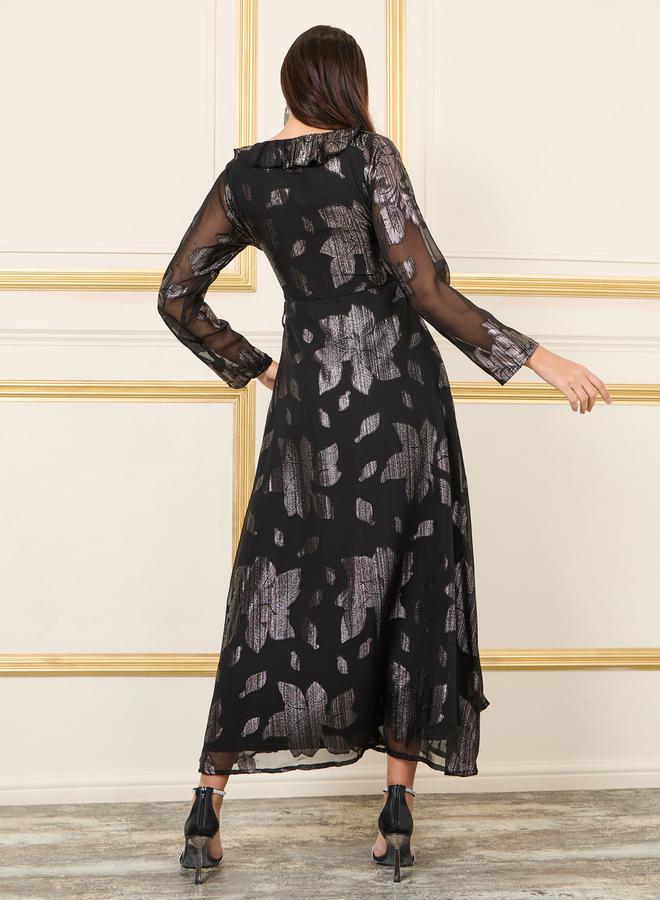 Styli Lurex Texture Mesh Tiered Maxi Dress  - Image 4