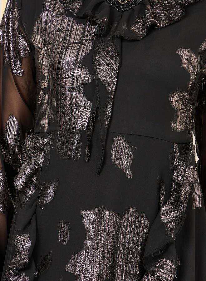 Styli Lurex Texture Mesh Tiered Maxi Dress  - Image 3