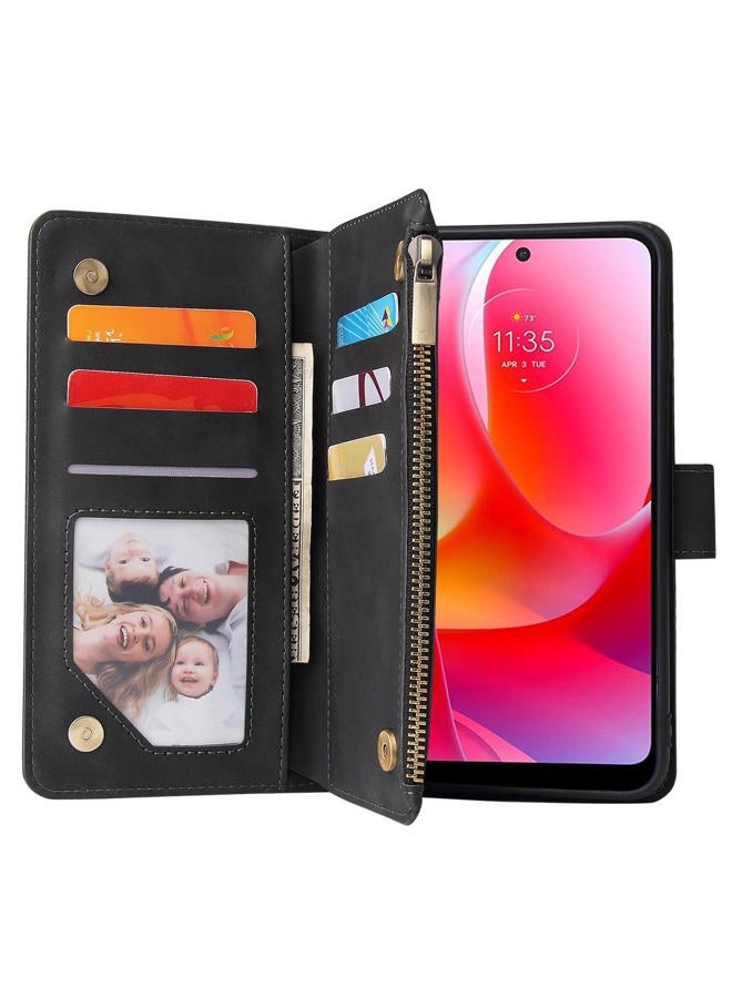 Asuwish Compatible with Motorola Moto G Power 2022 5G/MotoG Pure 2021 Wallet Case Tempered Glass Screen Protector Flip Cover Card Holder Cell Phone Cases for MotoGPure GPure XT2165DL XT2163DL Black - Image 2