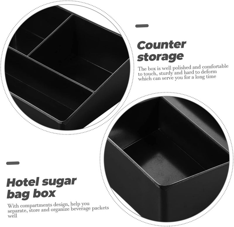 STORE 2508 Store2508 Melamine Tea & Coffee Sachet Holder Tray | Condiments Holder | Kettle Tray | for Home Office or Hotel | 15.5x10x4.5 Cm | Black - Image 4
