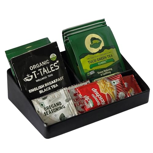 STORE 2508 Store2508 Melamine Tea & Coffee Sachet Holder Tray | Condiments Holder | Kettle Tray | for Home Office or Hotel | 15.5x10x4.5 Cm | Black - Image 1