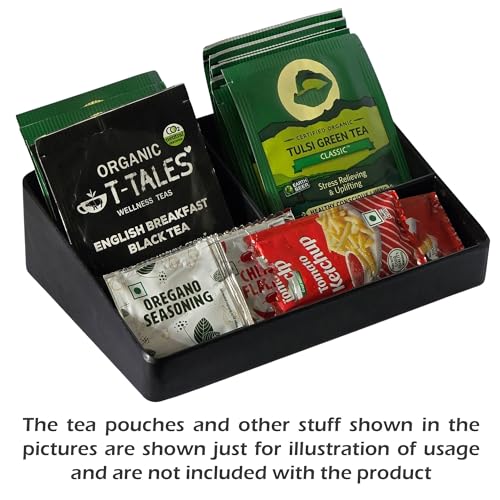 STORE 2508 Store2508 Melamine Tea & Coffee Sachet Holder Tray | Condiments Holder | Kettle Tray | for Home Office or Hotel | 15.5x10x4.5 Cm | Black - Image 5