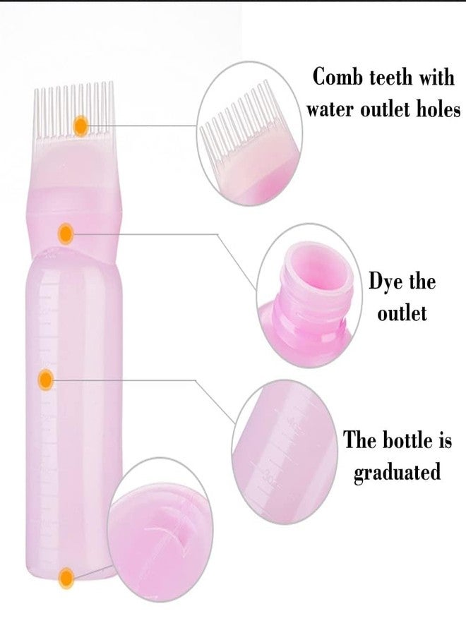 PIHARVA Plastic Hair Oil Bottle Root Comb Oil Applicator | 120ml Hair Coloring Dye & Hair Oiling Care | Graduated Scale for Precise Application | Empty Bottle for Salon Use (Multicolor) - Image 3