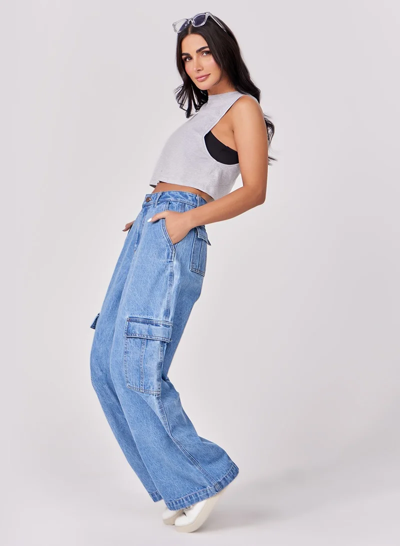 Zigzag Cargo Denim Pant