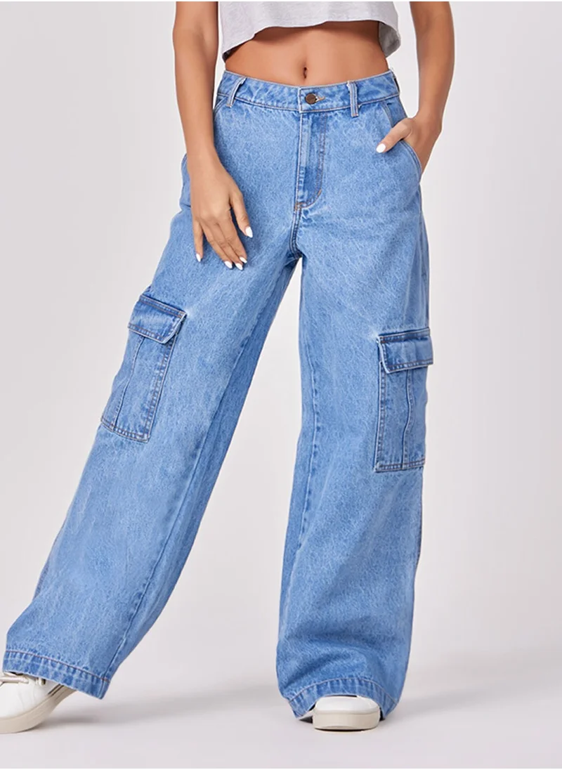 Zigzag Cargo Denim Pant