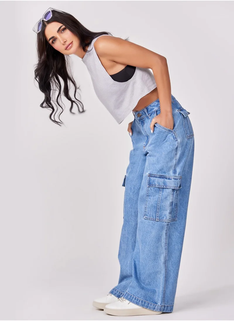 Zigzag Cargo Denim Pant