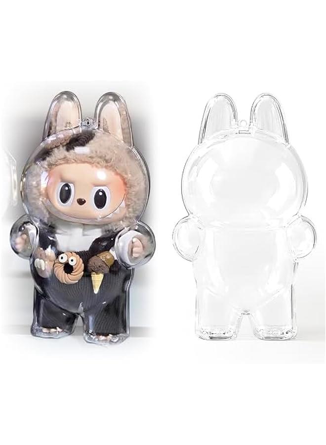 LABUBU Protective Case – Clear Protective Cover with Silicone Strap for Exciting Macaron Standing Figure, Dustproof  Portable Showcase for Collectibles - Image 1