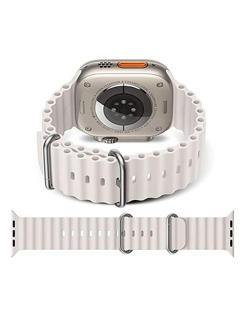 Silicon Replacement Strap For Apple Watch Series 7 And Series 8 (45mm) And Apple Watch Ultra (49mm) - Beige - Image 1