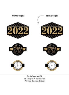Big Dot of Happiness New Year'S Eve Gold 2022 New Years Eve Party Centerpiece Sticks Table Toppers Set Of 15  - Image 4