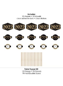 Big Dot of Happiness New Year'S Eve Gold 2022 New Years Eve Party Centerpiece Sticks Table Toppers Set Of 15  - Image 5