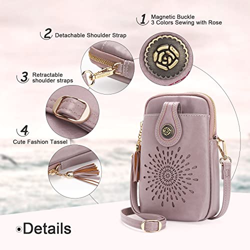 APHISON Mini Cell Phone Purse, PU Leather Small Crossbody Bags for Women, Lightweight Cute Purses with Tassel - Image 4