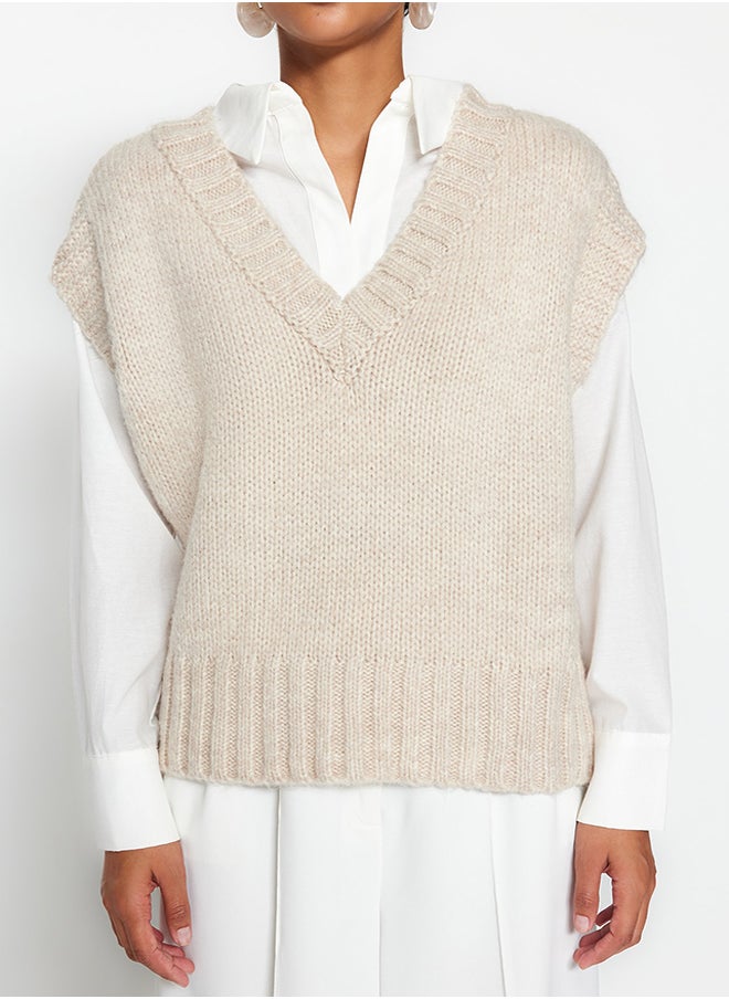 Beige Crop Soft Textured Color Block Knitwear Sweater TWOAW23SV00149 - pzsku/ZFCAF213DB4A858017F55Z/45/_/1730939706/c325577b-6899-4fff-9caa-d5615a7bf121