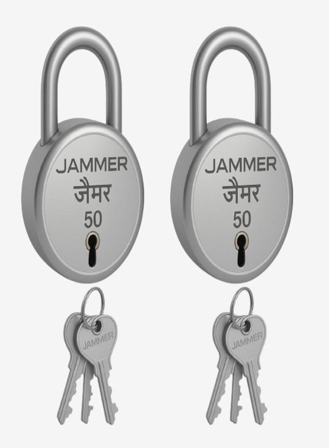 Jammer Round 50mm Lock with 3 Keys (Pack of 2) – Durable Steel Body, High-Security Padlock for Home, Office & Shops