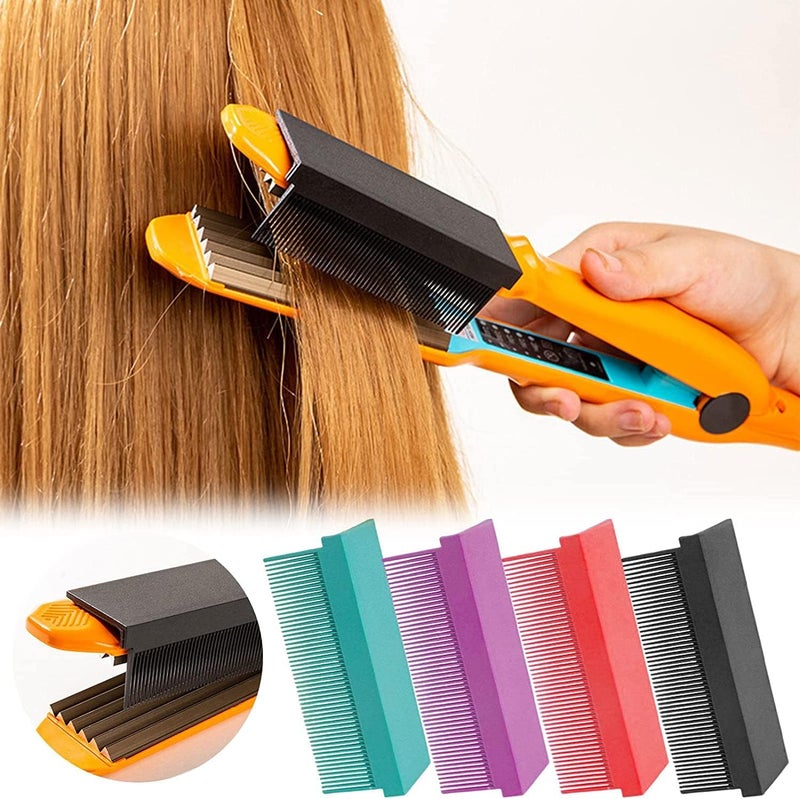woobles Barber Straightening Comb Attachment for Hair,DIY Combs Accessories Fit Hair Straightening Flat Iron Professional or Home Use Compact Hair Styling Tool Convenient Washable V Type 1pcs Purple - Image 1