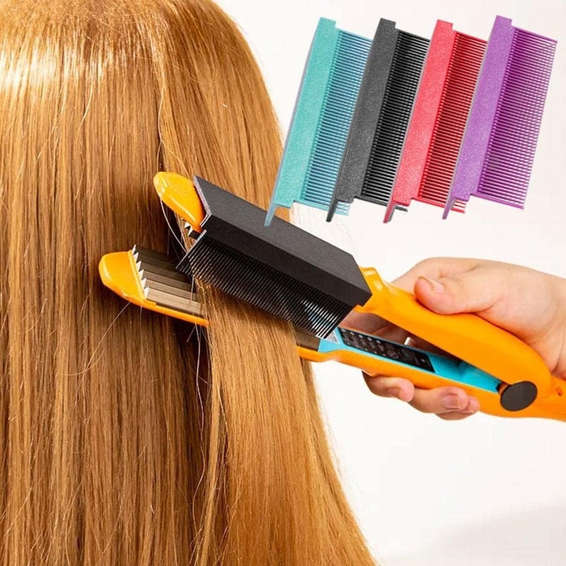 woobles Barber Straightening Comb Attachment for Hair,DIY Combs Accessories Fit Hair Straightening Flat Iron Professional or Home Use Compact Hair Styling Tool Convenient Washable V Type 1pcs Purple - Image 3