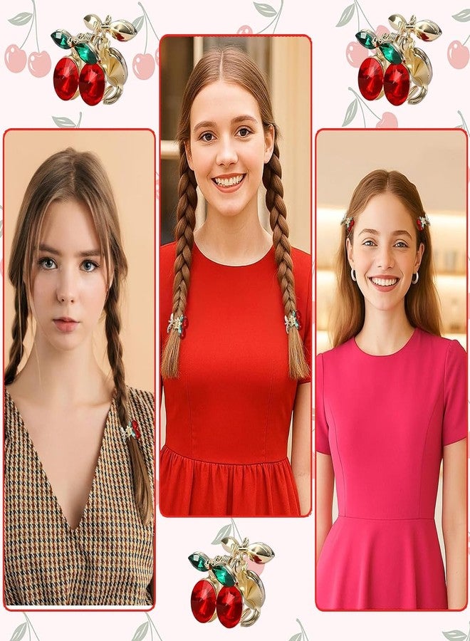 MAYCREATE® 2Pcs Fashion Cherry Claw Clips for Women Girls, Small Hair Claw Clips Chic Acrylic Alloy Claw Hair Clips Bang Hair Clips, - Image 5
