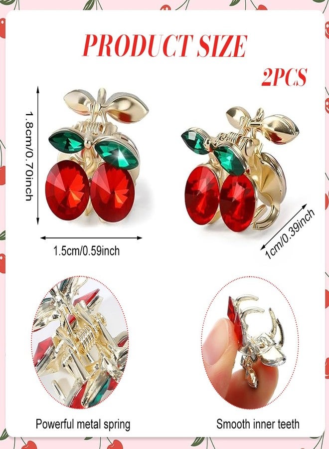MAYCREATE® 2Pcs Fashion Cherry Claw Clips for Women Girls, Small Hair Claw Clips Chic Acrylic Alloy Claw Hair Clips Bang Hair Clips, - Image 2